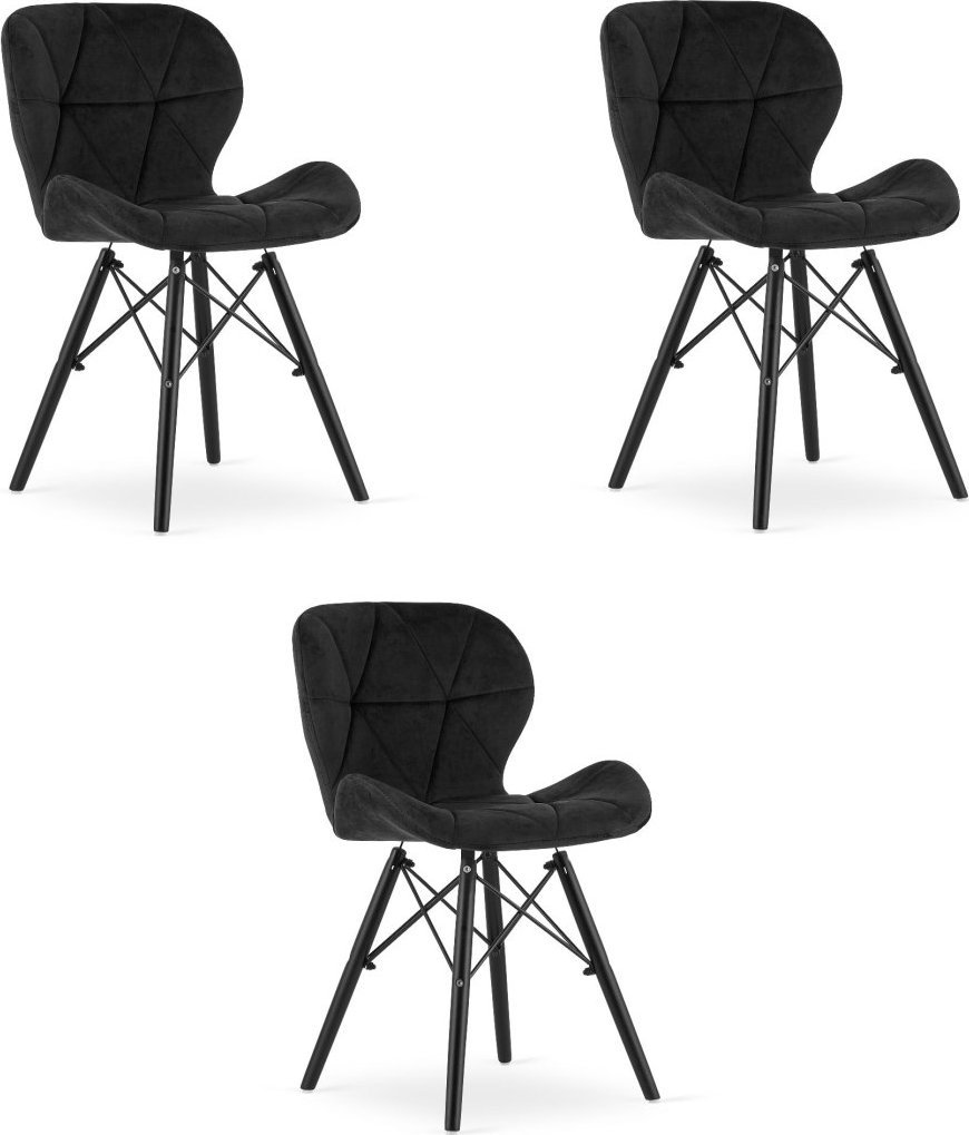 Leobert Krzesło LAGO Aksamit - czarne / nogi czarne x 3