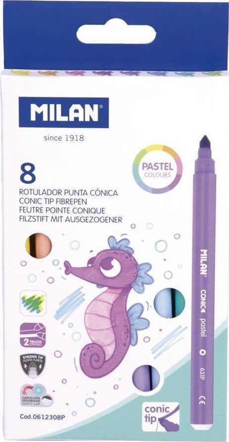 Teka Flamastry pastel 8 kolorów MILAN