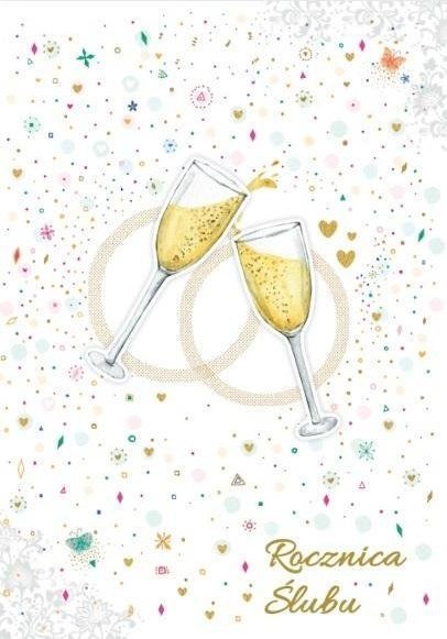 Trend Karnet B6 Rocznica ślubu, kieliszki Gold TG12