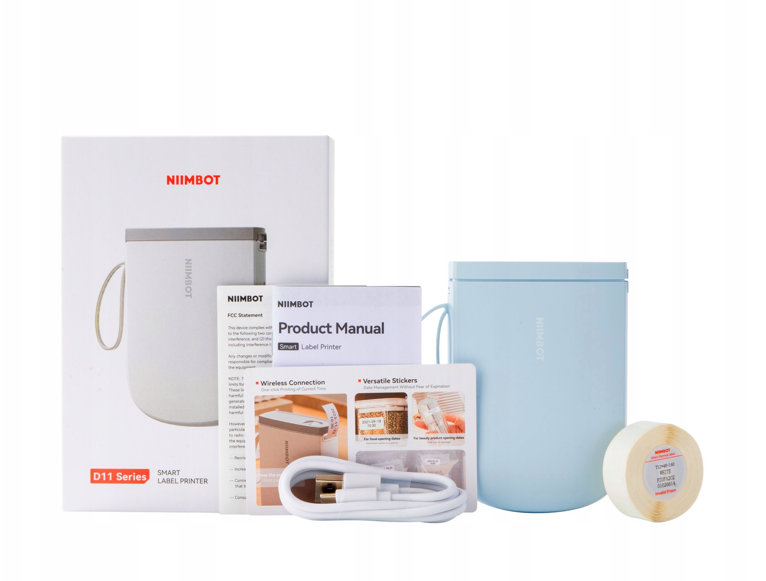 NIIMBOT D11H BEZPRZEWODOWA Drukarka TERMICZNA ETYKIETY NAKLEJKI 300DPI BLUE