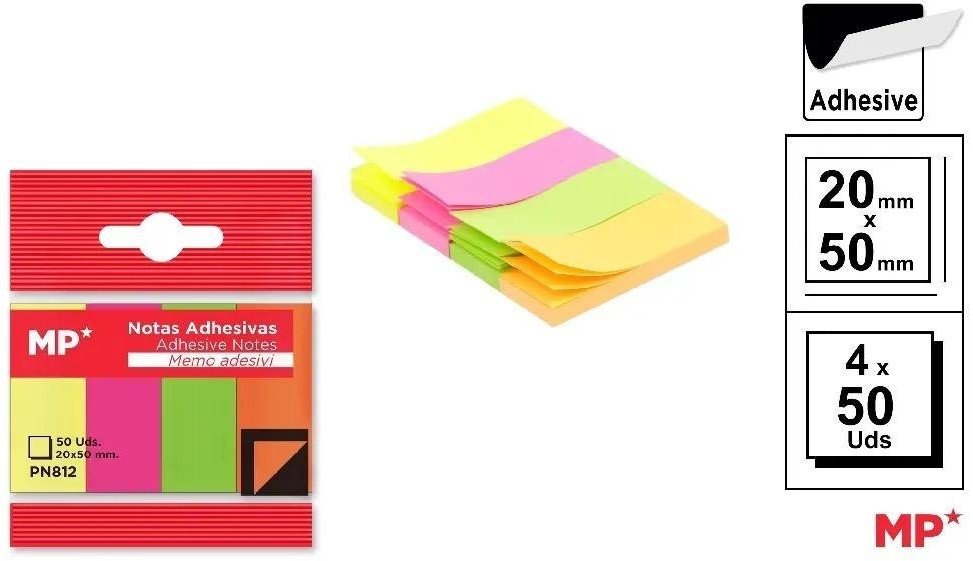 Karteczki samoprzylepne 20x50mm 4x50szt