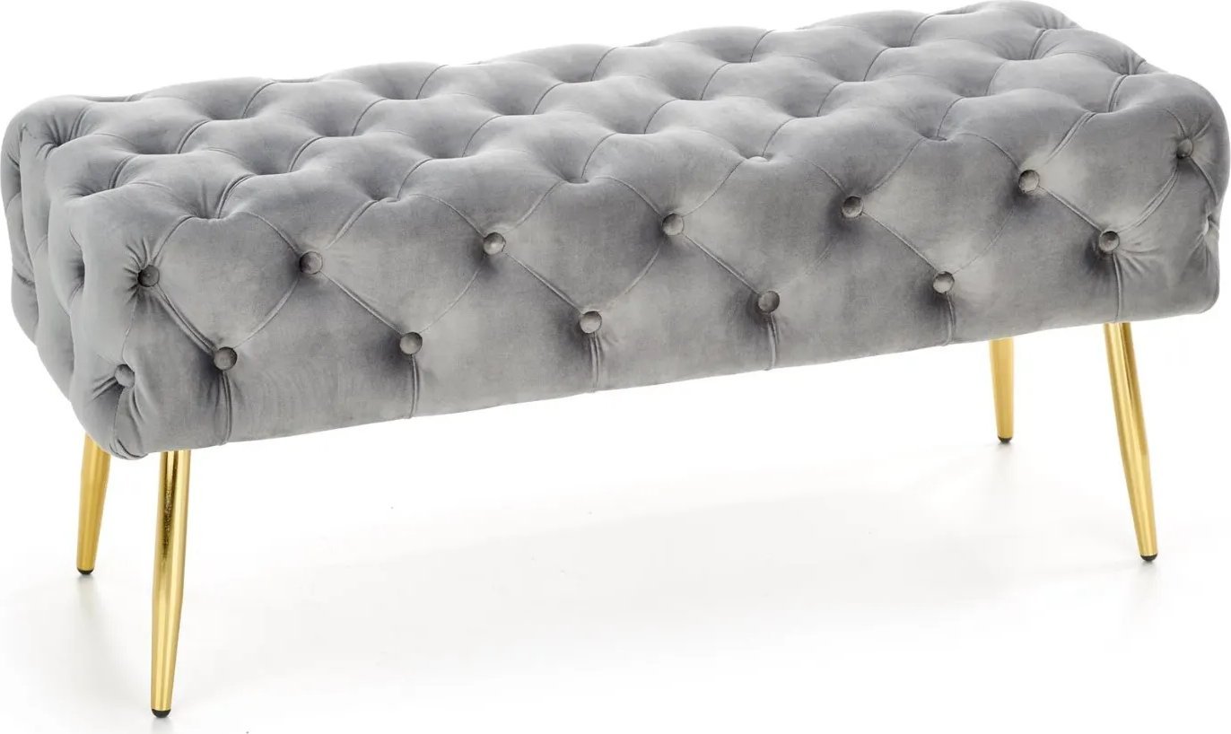 Halmar Ławka ATHENA VELVET szara/złota HALMAR