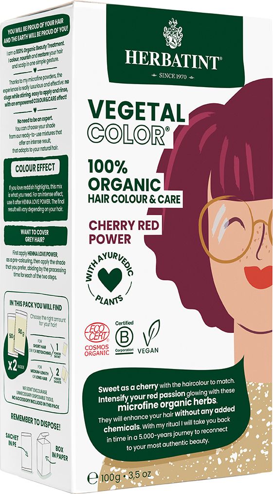 Herbatint Farba do Włosów Herbatint Vegetal Color 100% ORGANIC Cherry Red Power - Wiśniowa Czerwień