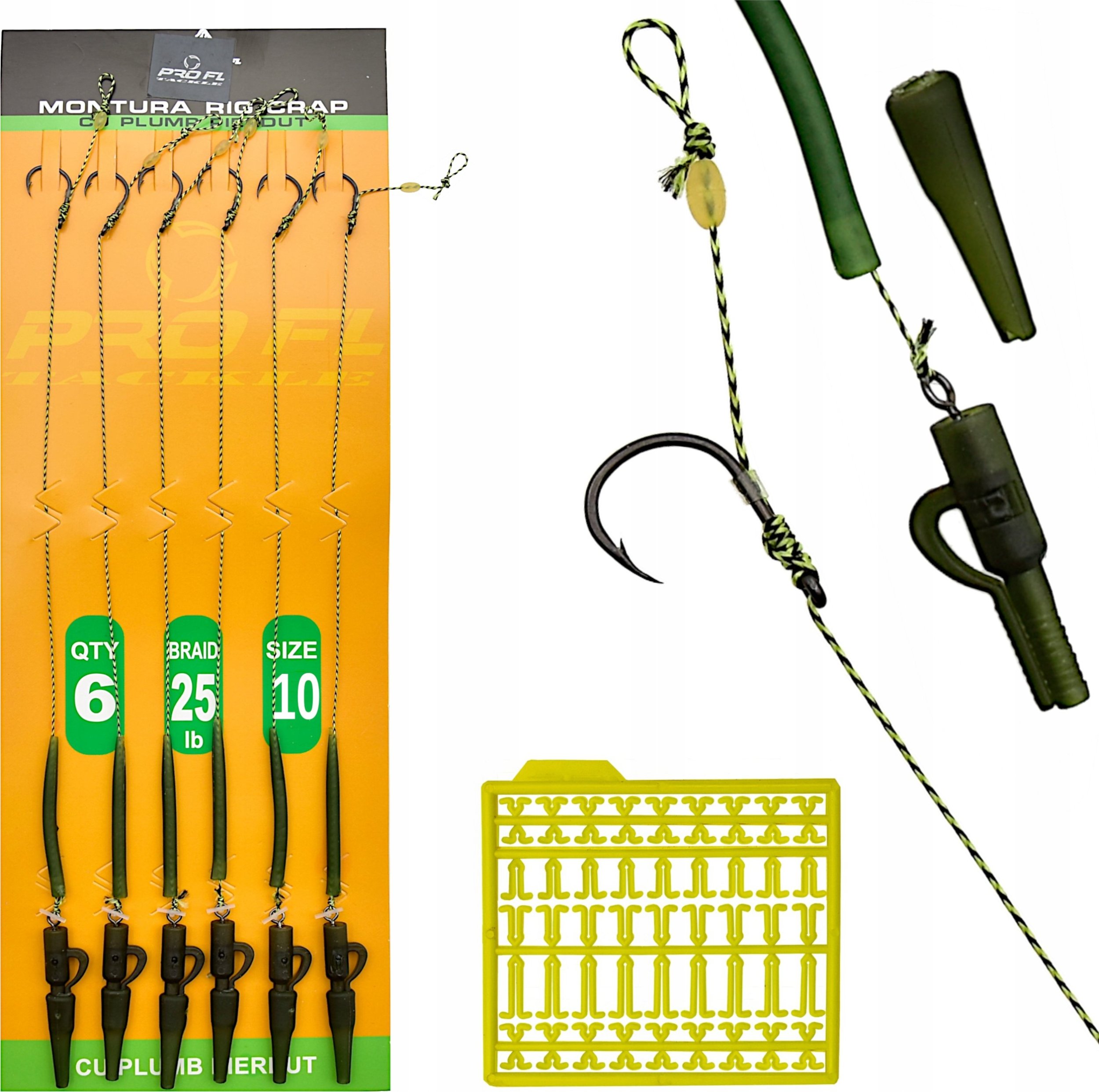 FL 6 x PRZYPON KARPIOWY Z WŁOSEM zakończony bezpiecznym klipsem ochr HAK r 10