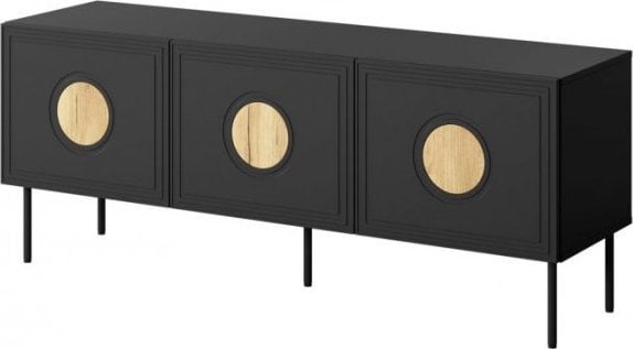 Cama Meble Szafka RTV PALAZZO 150x42x60 czarny + dąb craft