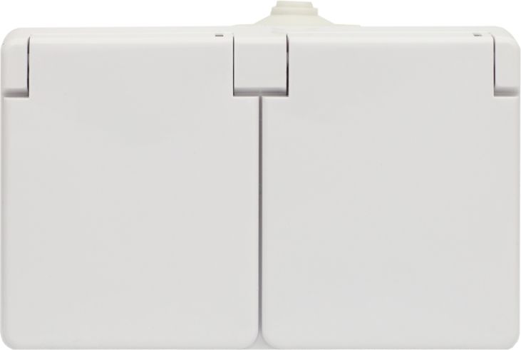 KOS TROL LINE Gniazdo hermetyczne podwójne z/u 16A IP44 z klapką pełną białe (100436)