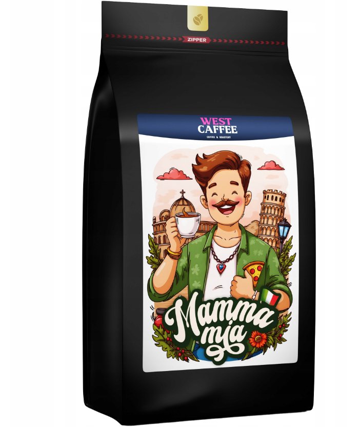 Kawa ziarnista Mamma Mia 1kg Świeżo Palona - 100% Arabica - Italy Blend