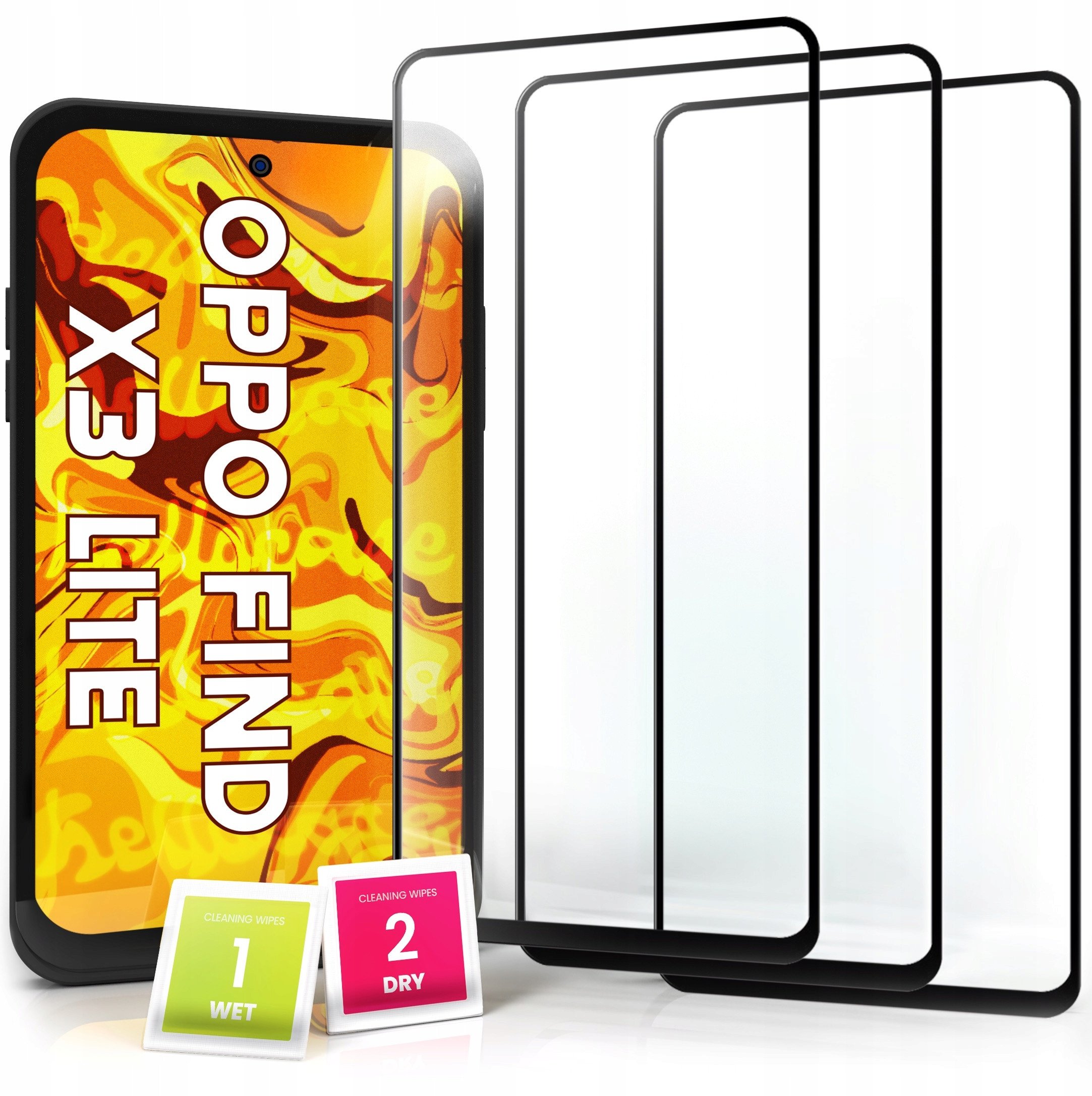 3-PAK Szkło Hartowane do Oppo Find X3 Lite (Pełne 5D, Curved, Zakrzywione)