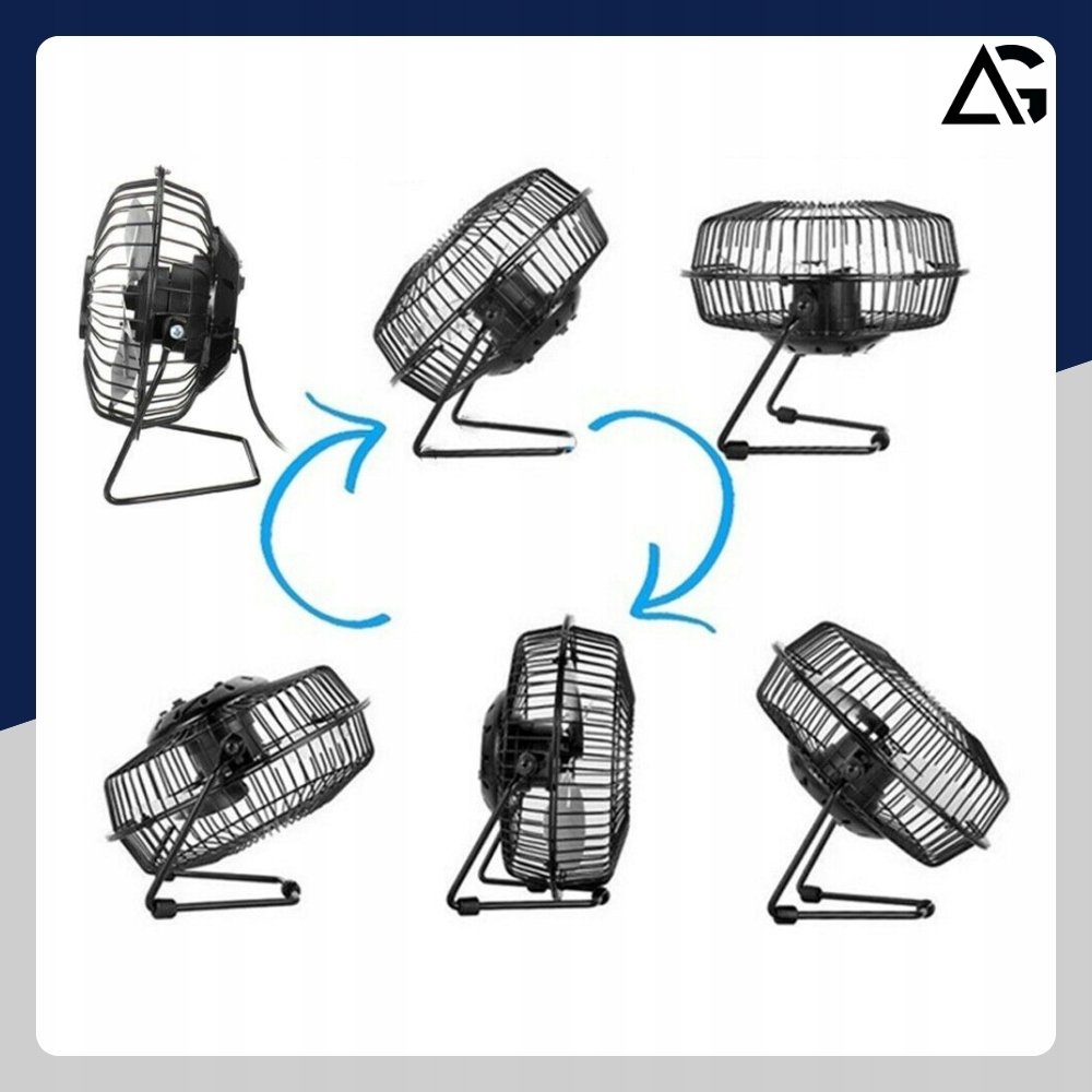 MINI WENTYLATOR WIATRAK BIURKOWY USB PRZENOŚNY STOJĄCY SAMOCHODOWY CZARNY
