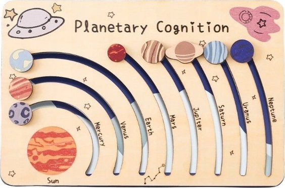 Drewniana Tablica Układ Słoneczny Planety Kosmos Zabawka Montessori
