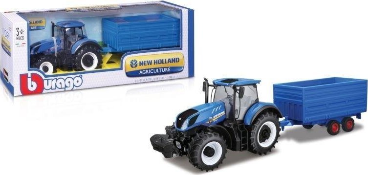 New Holland T7.315 z przyczep? i belami s?omy
