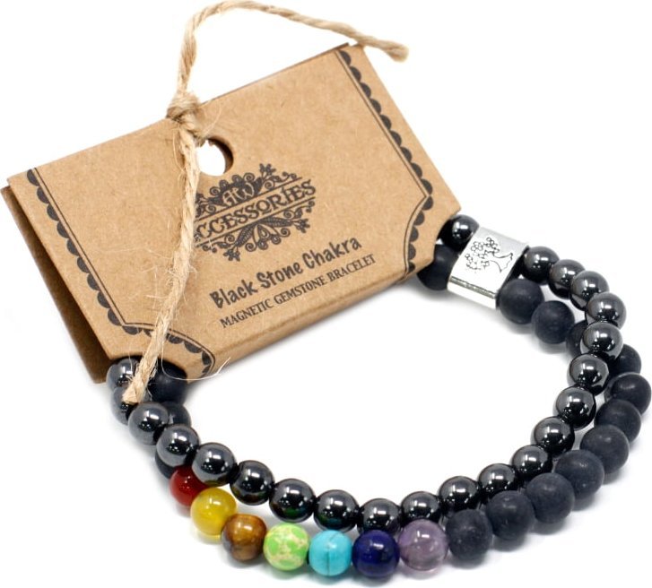 Lovrin Bransoletka magnetyczna z kamieniami - Czarny Kamień