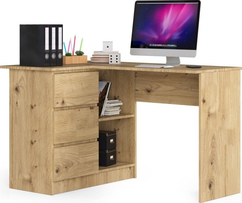 Biurko Fabryka Mebli Akord Biurko narożne B16 124 cm lewe 3 szuflady - dąb artisan