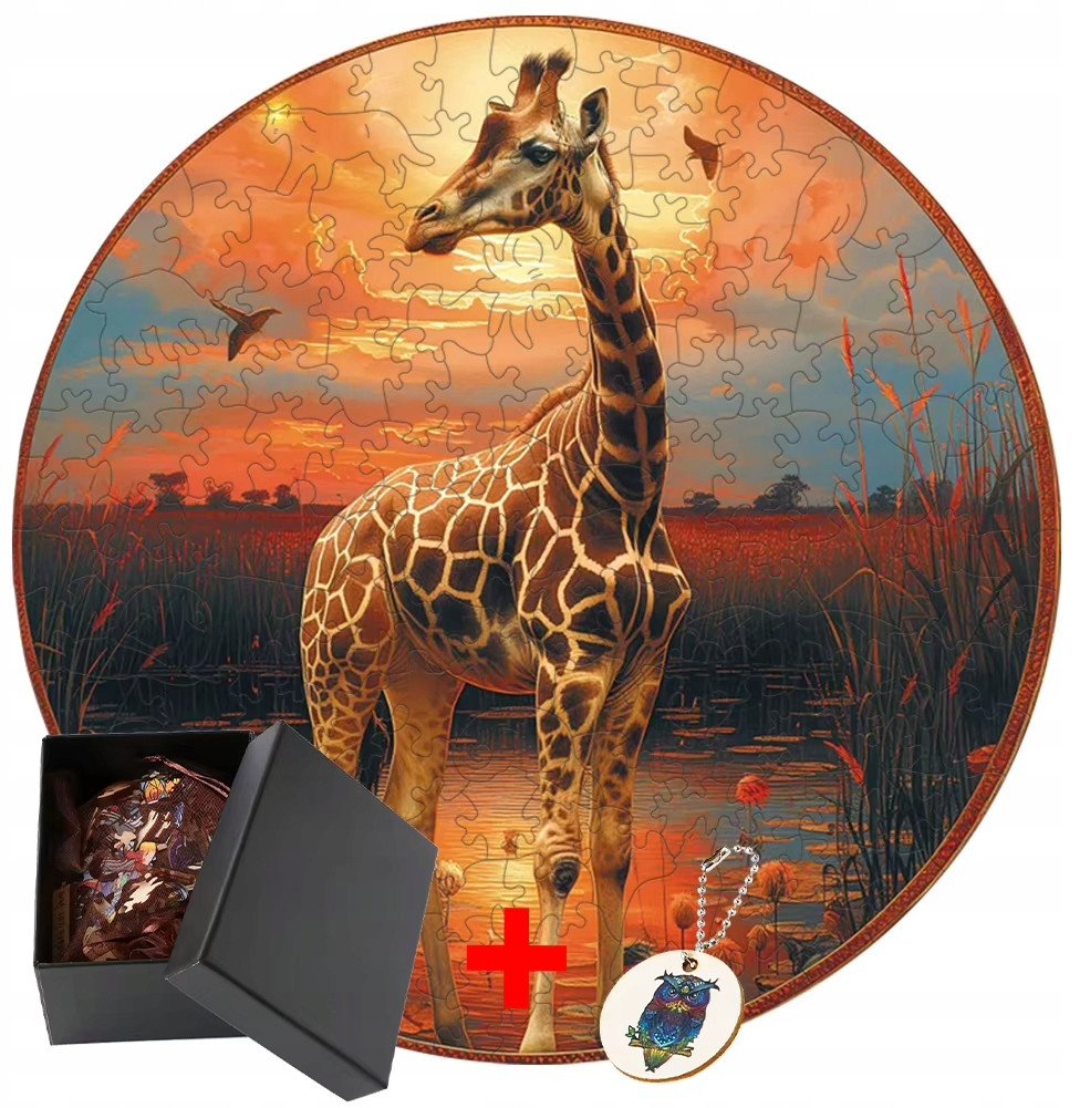 Drewniane puzzle / Wooden Puzzle / Żyrafa / Duży Format A3 / 180 el.