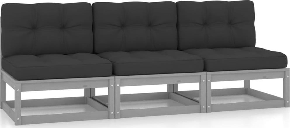 vidaXL 3-osobowa sofa z poduszkami, lite drewno sosnowe