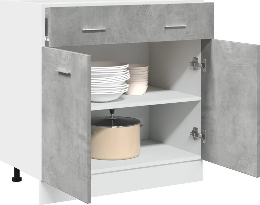 vidaXL Szafka z szufladą, szarość betonu, 80x46x81,5 cm, płyta