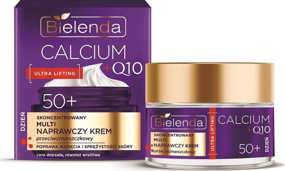 Bielenda Calcium + Q10 Skoncentrowany Multi Naprawczy Krem Przeciwzmarszczkowy Na Dzień 50+ 50Ml