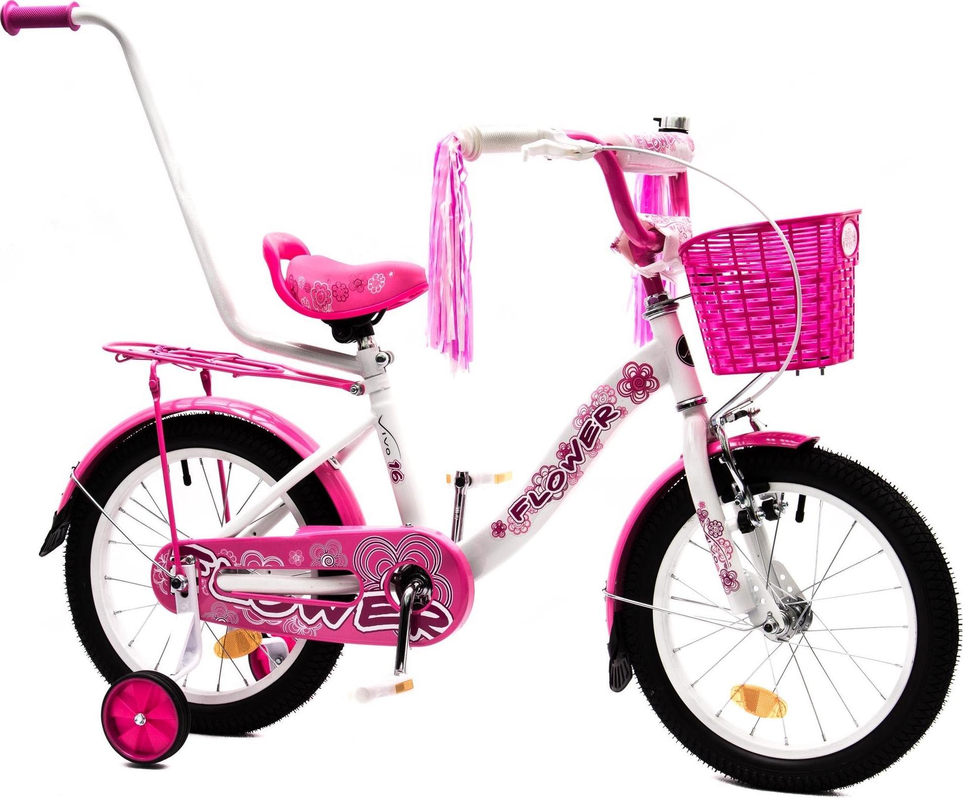 Vivo Rower dziecięcy FLOWER 16" biało-różowy