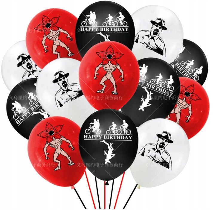 Balon Klasyczny z Nadrukiem na URODZINY - STRANGER THINGS - 12 szt