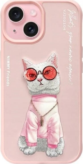 Nimmy iPhone 15 6.1" case pink/pink Glasses Cool Cat