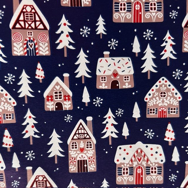 Papier świąteczny do pakowania granatowy pierniczki 70cmx2m 290m70