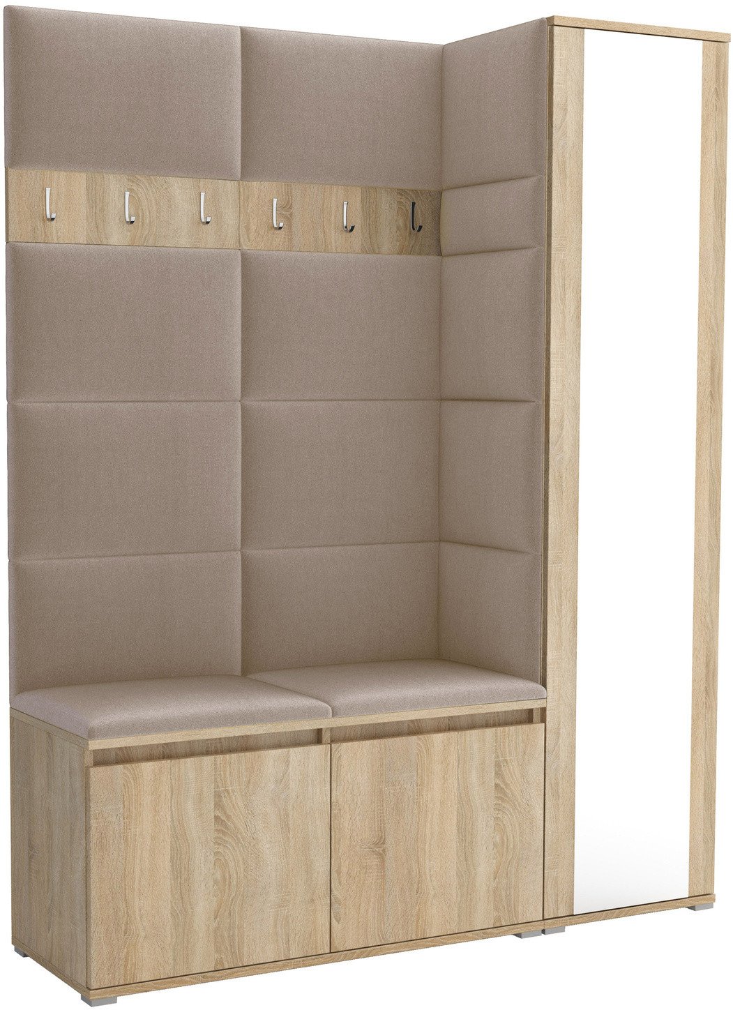 Tapicerowana garderoba Noris VII z lustrem - kolor sonoma + tkanina Trinity 04