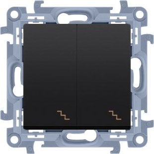 Kontakt-Simon Łącznik schodowy podwójny z podświetleniem LED (moduł) 10AX, 250V~, zaciski śrubowe, czarny mat, SIMON10