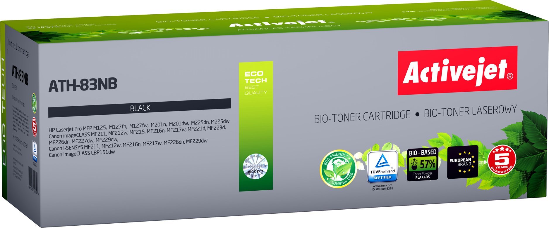 Toner Activejet BIO* Toner ATH-83NB (zamiennik HP 83A CF283A, Canon CRG-737; Supreme; 1500 stron; czarny)