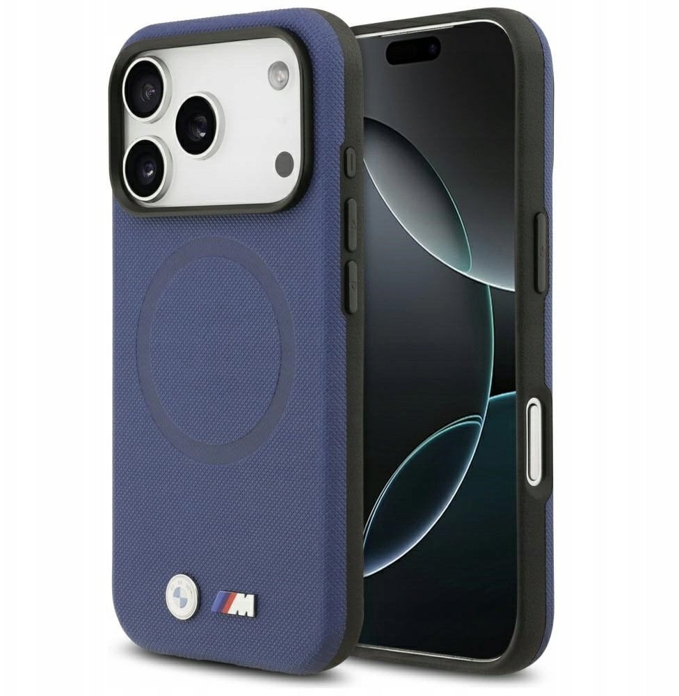 Etui BMW M FW Metal Logo MagSafe do iPhone 17 Pro granatowy