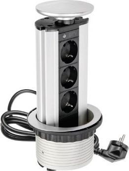 GTV Biurkowy rozgałęziacz wpuszczany 100mm 3 x SCHUKO srebrny 1,8mm (AE-BPW3GS-80)