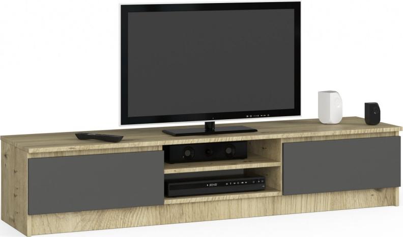 Fabryka Mebli Akord Szafka RTV 160 cm pod telewizor - dąb artisan-grafit szary