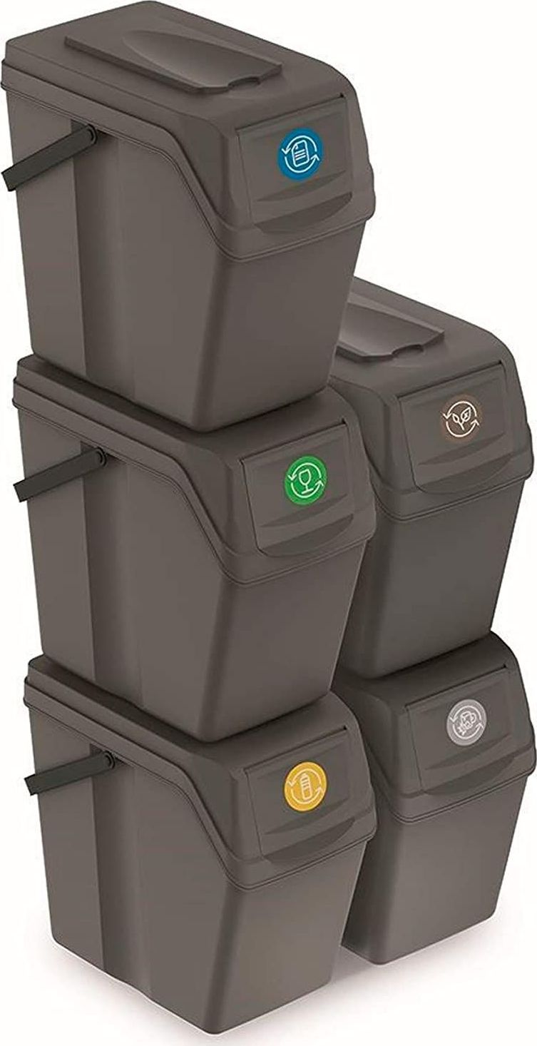 Kosz na śmieci Prosperplast Sortibox do segregacji 5 x 25L szary (ISWB25S5-405U)