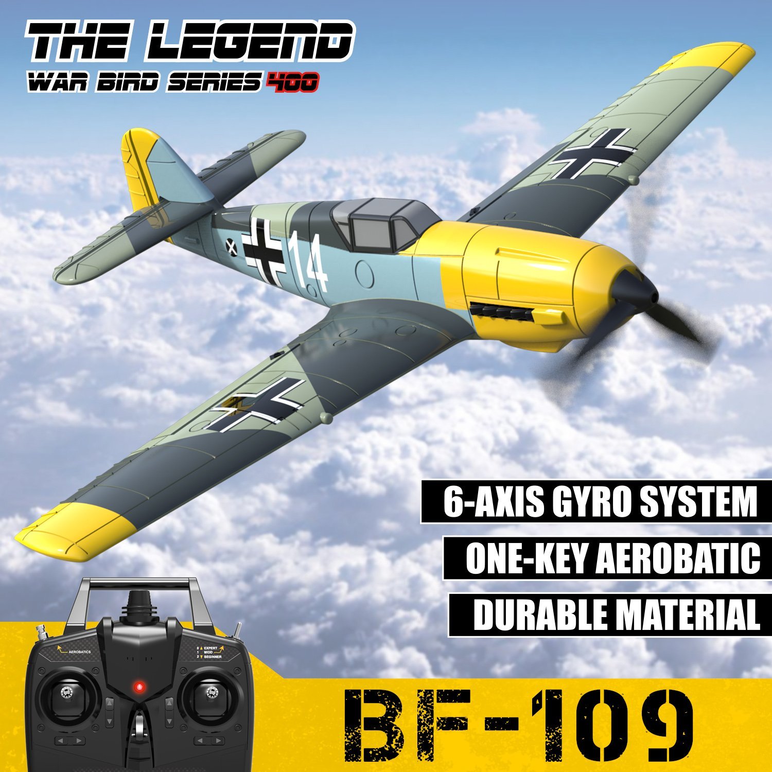 Volantex RC BF-109 z systemem stabilizacji Xpilot One Key Aerobatic Idealny dla początkujących 761-11 RTF