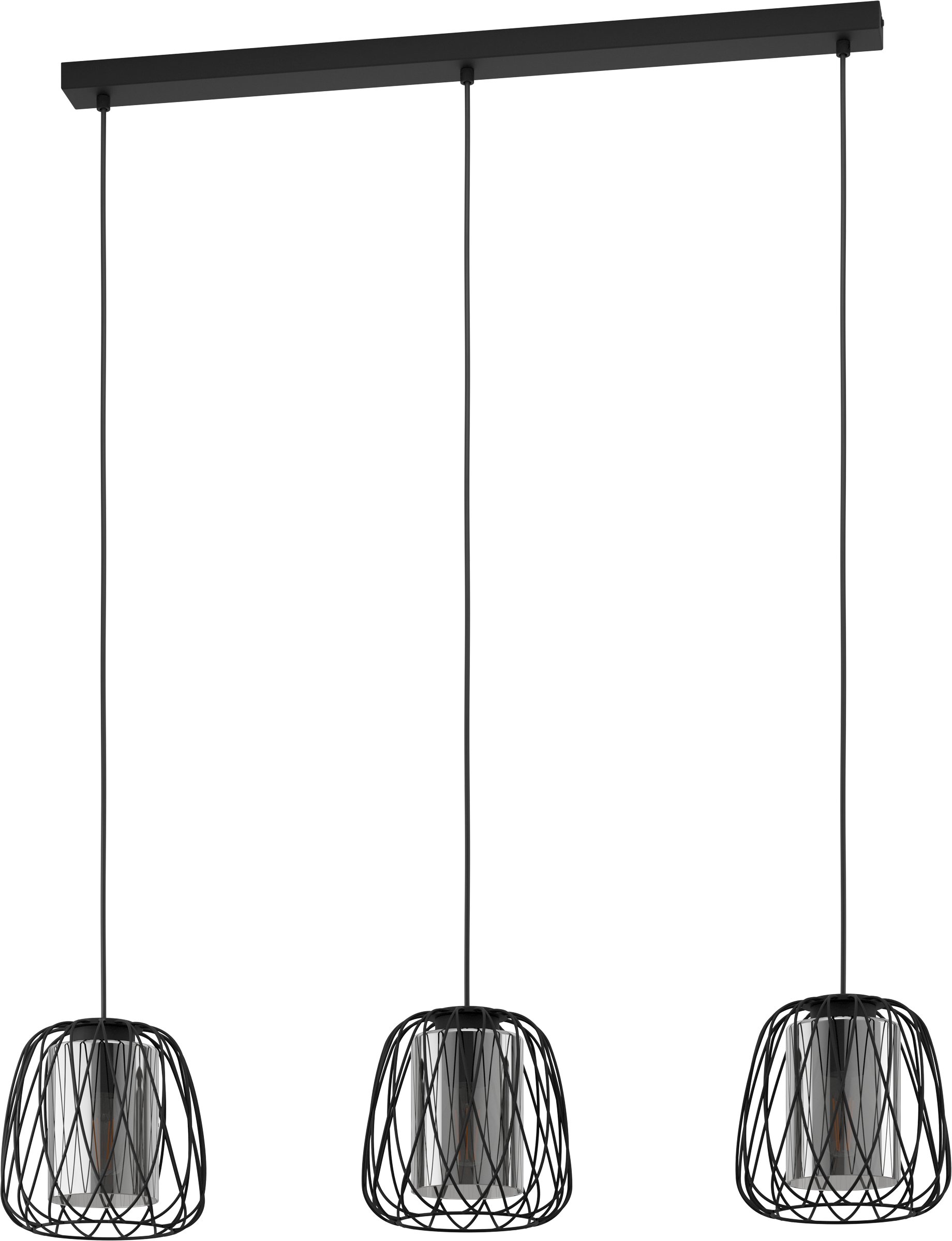 Pendant lamp EGLO FLORESTA, 3 x E27, max 3 x 40W, black, 89 x 19 x 110 cm