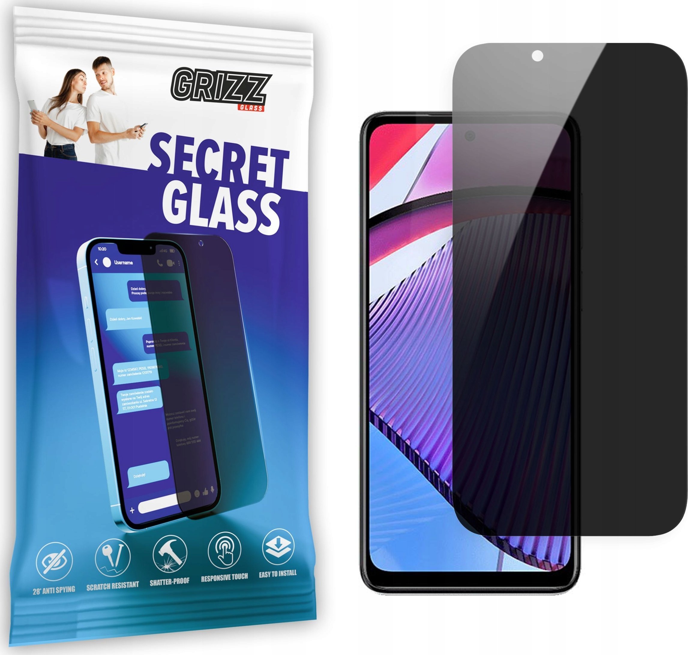 GrizzGlass Szkło prywatyzujące GrizzGlass SecretGlass Motorola Moto G Power 5G