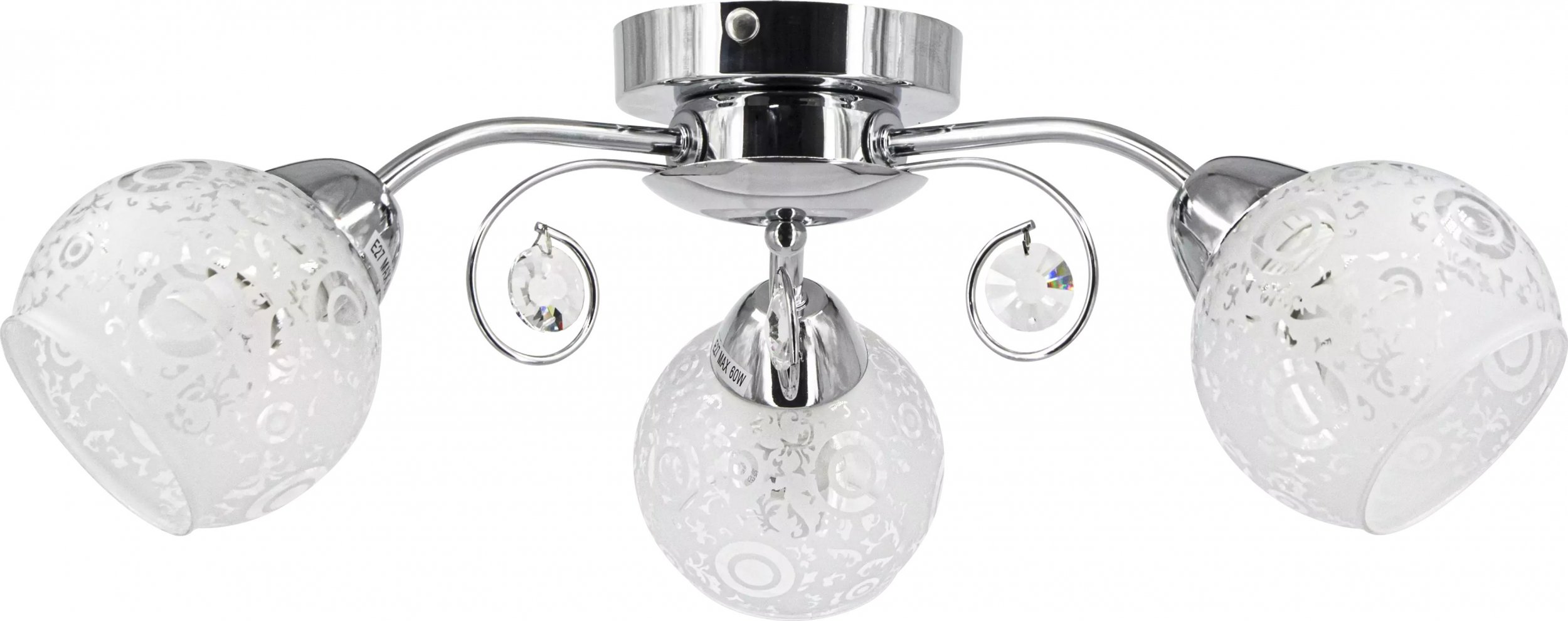 Lampa sufitowa Mdeco Sufitowa lampa vintage ELM9018/3 8C z kryształkami chrom