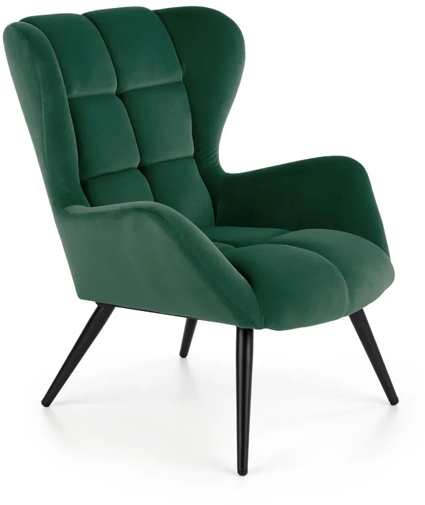 Fotel uszak TYRION VELVET ciemnozielony HALMAR