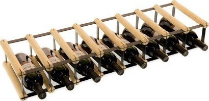 Wamar-Sosenka Regał na wino Stojak na 8 Butelek Szklanych/ PET RW-8/ 8x1 Surowy Naturalny Metal + Drewno RW-8-8x1-8