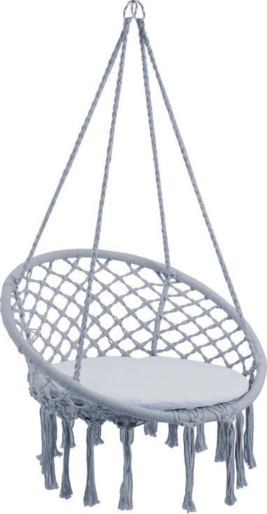 kontrast Bocianie gniazdo huśtawka fotel wiszący BOHO poduszka 82 cm 120 kg jasnoszare