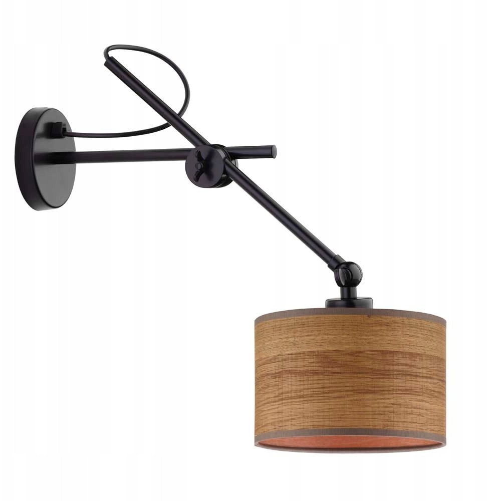 Fornirowy kinkiet ścienny LED do sypialni z regulowanym ramieniem HAMILTON ECO lampa ścienna z przegubem góra-dół