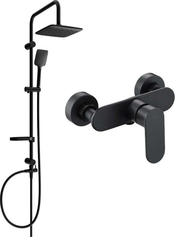 Zestaw prysznicowy Mexen Mexen Sven zestaw prysznicowy natynkowy z deszczownicą i baterią prysznicową Milo, czarny - 71340262-70
