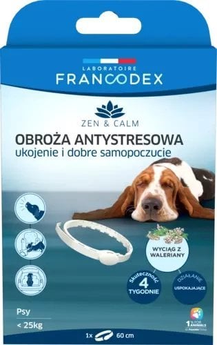 Francodex FRANCODEX Obroża antystresowa z walerianą dla psów poniżej 25 kg, 60 cm