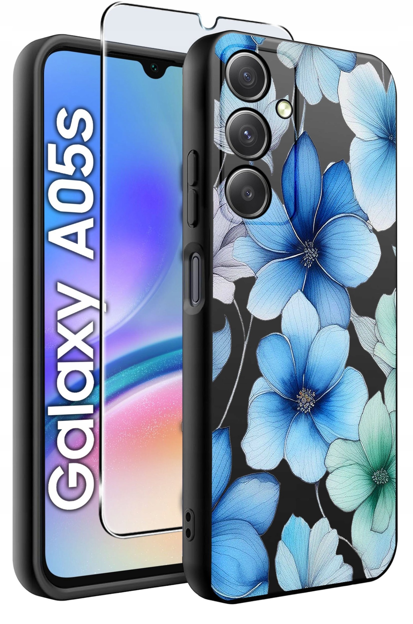 ETUI do Samsung A05s WZORY | SILIKONOWE MATT CASE + SZKŁO 9H