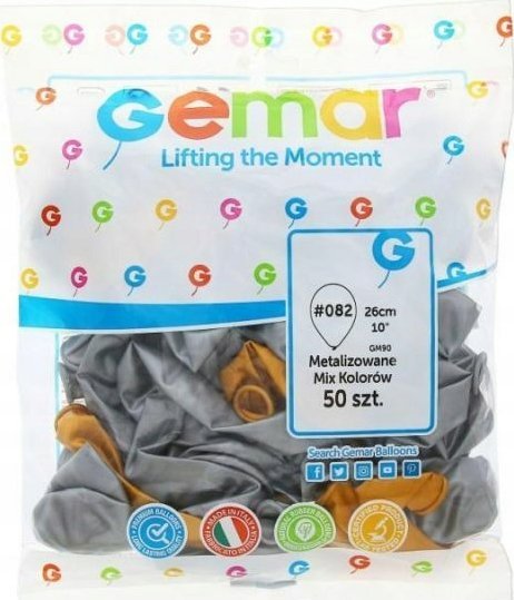 GoDan Balony GM90 metal 10" - złote i srebrne 50 szt. GM90/39-38