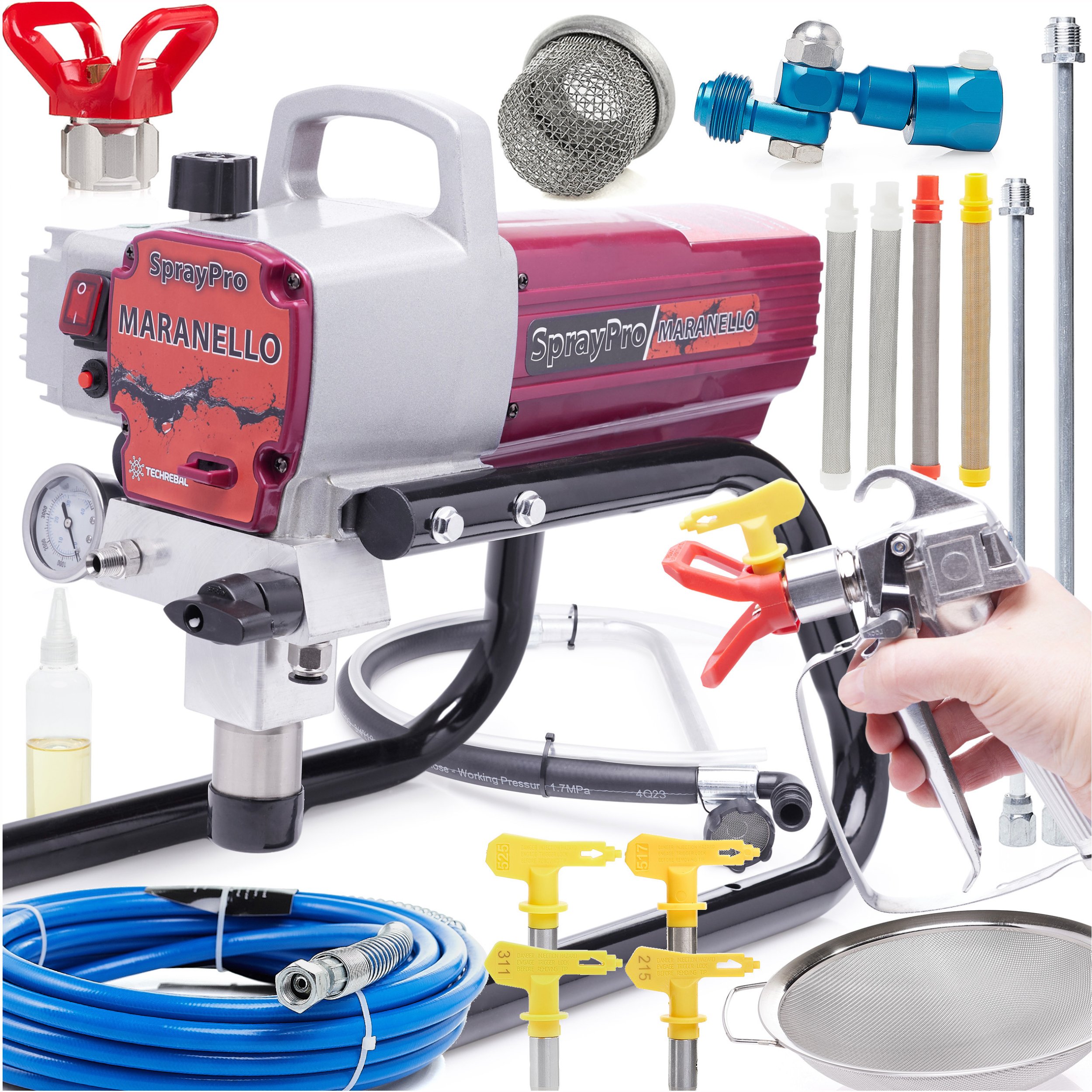 Agregat Malarski 1700W 2,2L/min 4x Dysza 4x Filtr 2x Lanca Sitko Wąż 8M