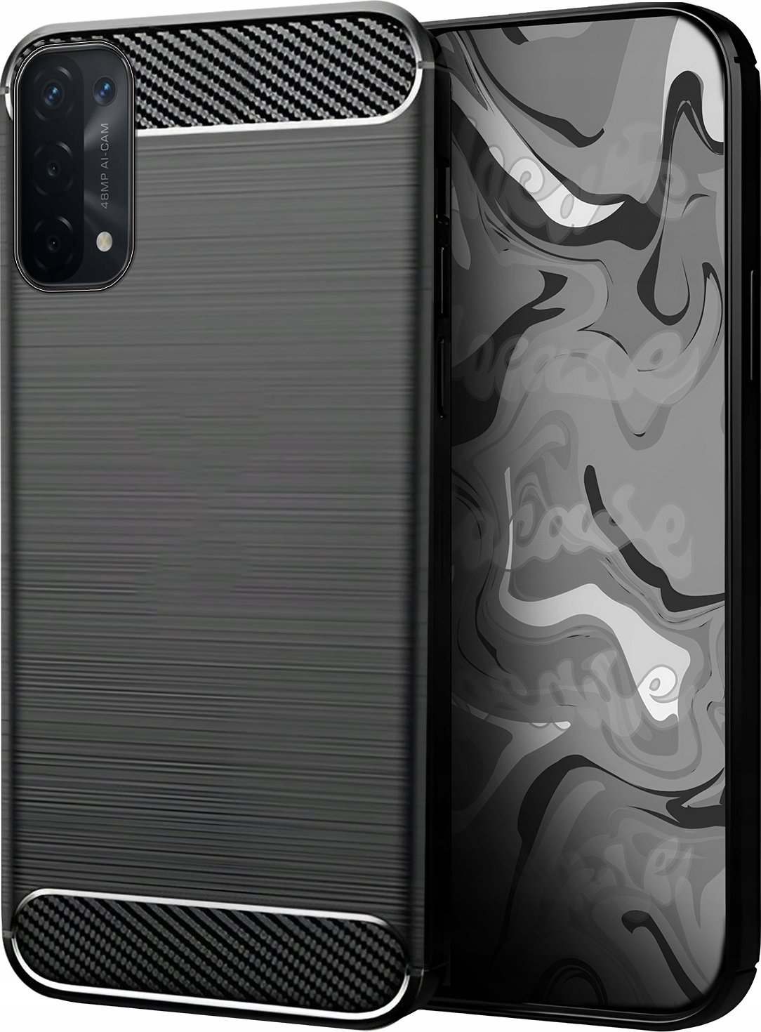 Hello Case Etui do Oppo A54 5G / A74 5G / A93 5G (Czarne, Pancerne, Karbon)