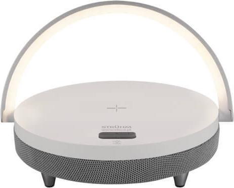 Lampa stołowa IDEUS Stojąca LAMPA stołowa SATURN 03864 Ideus biurkowa LAMPKA okrągła LED 10W 4000K z głośnikiem bluetooth biała szara