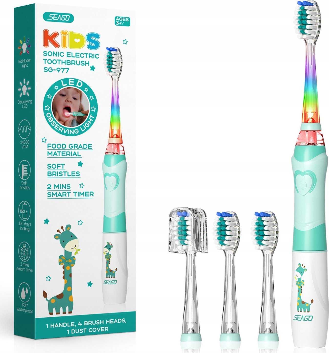 SONICZNA SZCZOTECZKA DLA DZIECI SG-977 ZIELONA