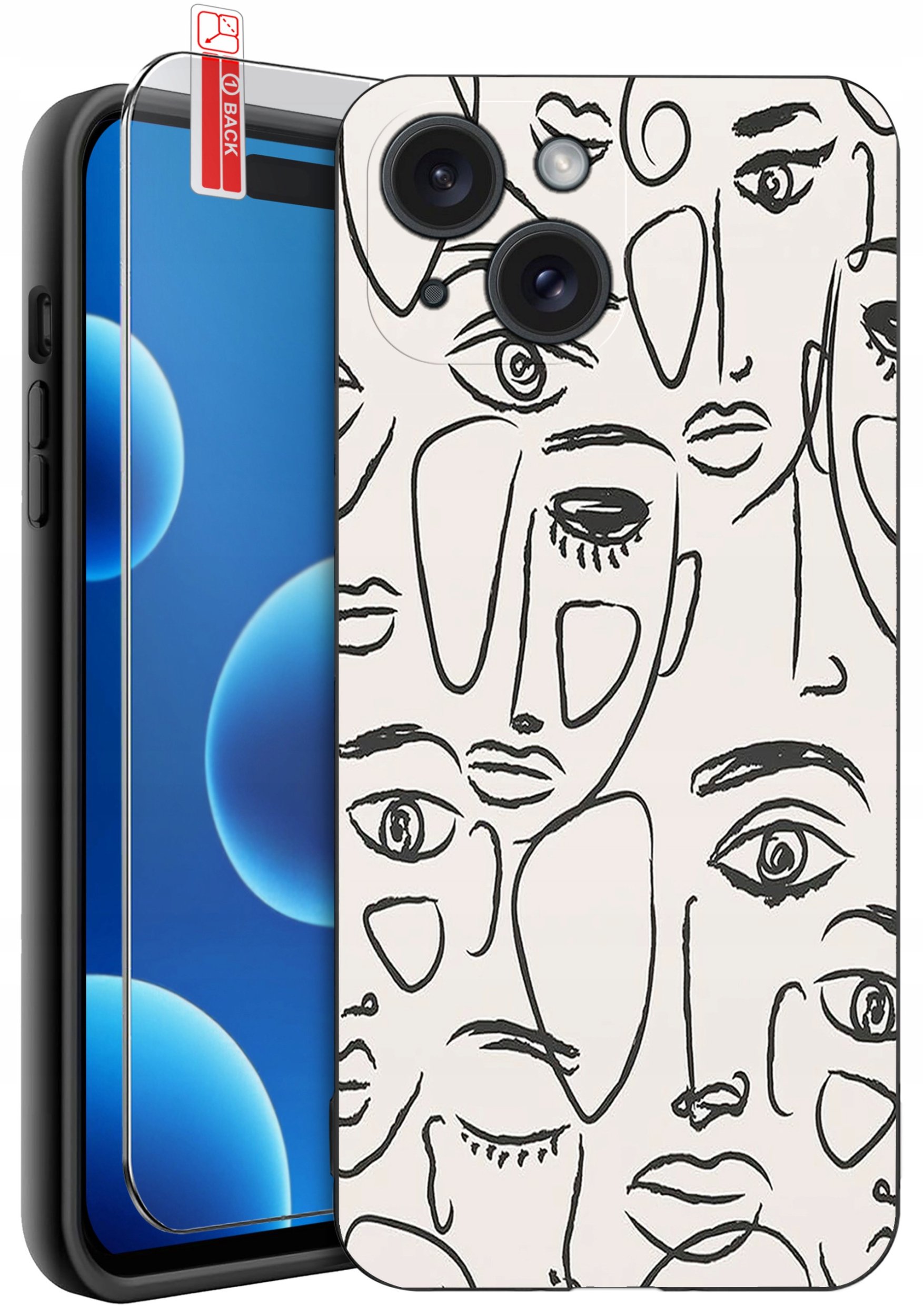 ETUI do iPhone 15 | WZORY | SILIKONOWE MATT CASE + SZKŁO 9H