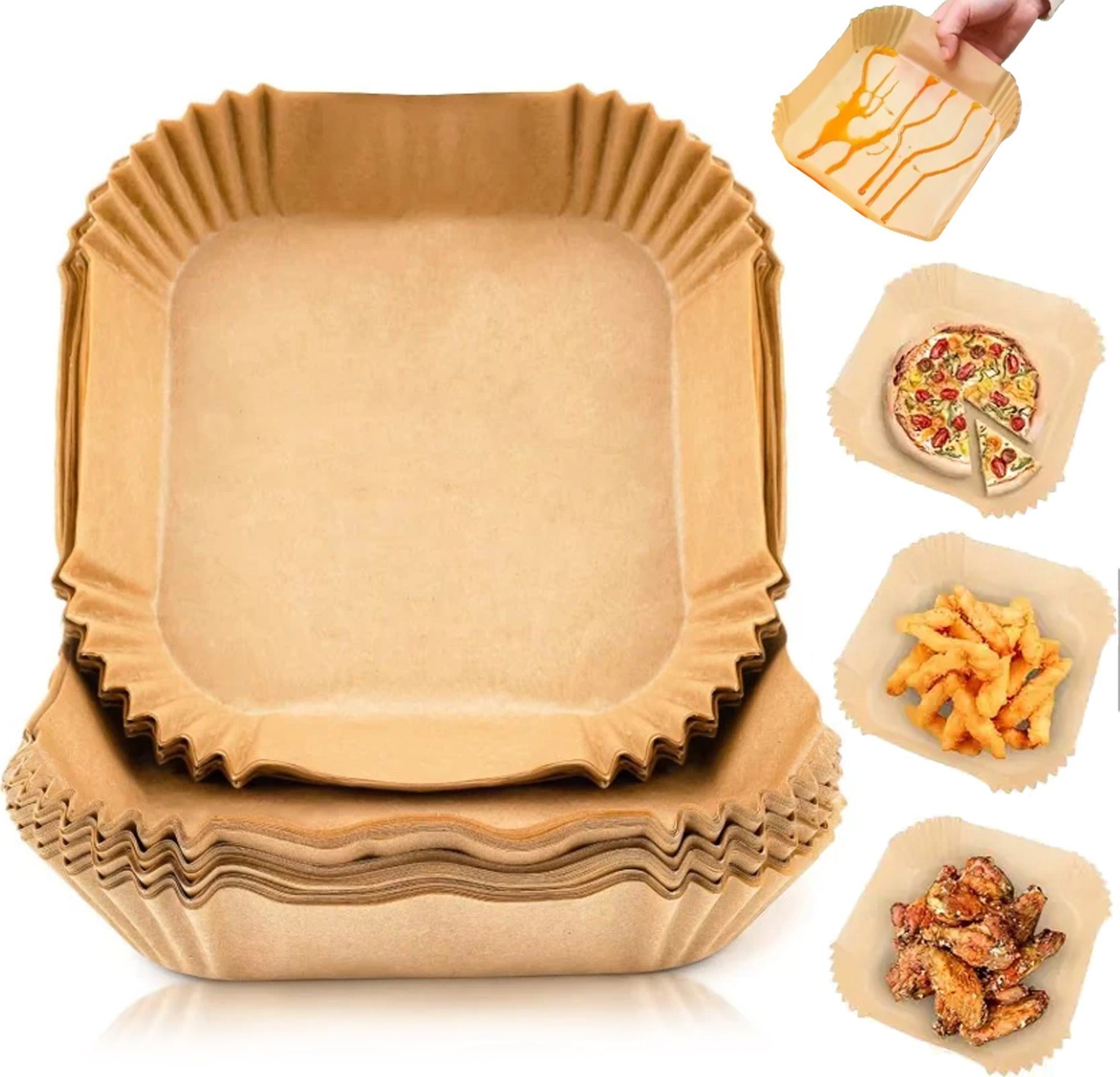 Heckermann Wkład papierowy do frytkownicy beztłuszczowej 6-7L 20x20cm 50szt